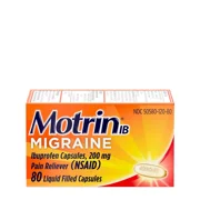 Motrin IB Migraine Ibuprofen 200 Mg Pain Reliever Capsules, 80 Ea..