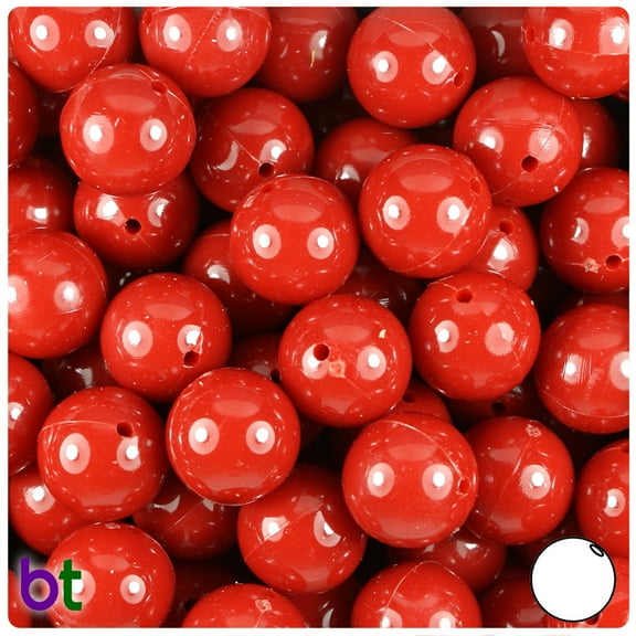 BeadTin Red Opaque 14mm Round Plastic Beads (36pcs)
