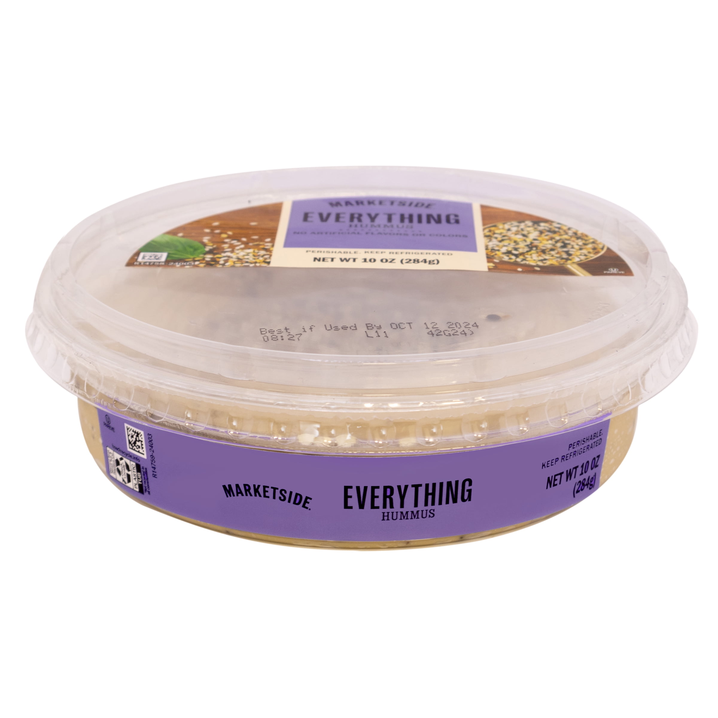 Marketside Gluten-Free Everything Hummus 10 oz, Ready to Eat, Resealable Cup, 2 Tbsp. (28g) Servings