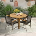 thumbnail image 2 of Costway Set of 4 Patio Dining Chairs Outdoor Wicker Armchairs with Acacia Wood Armrests, 2 of 7