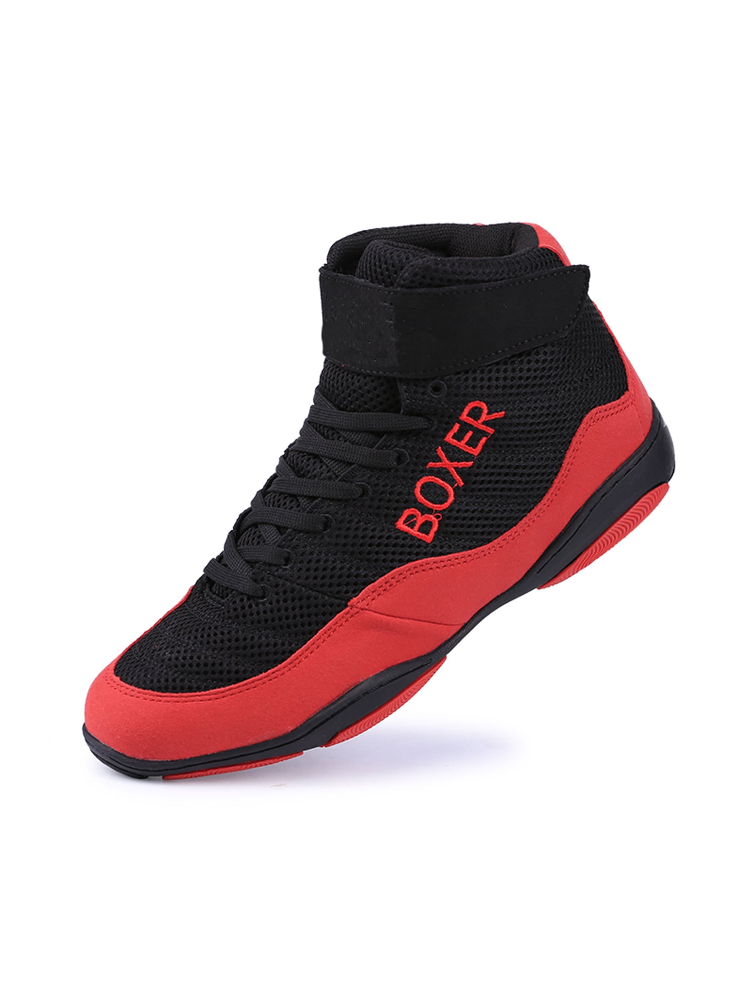 Ritualay Men's Boxing Shoes Training Sport Bodybuilding Weightlifting Wrestling  Shoes Fitness Gym Trainers Sneakers Red 4.5Y