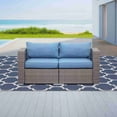 thumbnail image 6 of CozyHom 2 Pcs Outdoor Patio Loveseat Furniture Set, All Weather Wicker Patio Loveseat Outdoor Conversation Sofa Set, Blue, 6 of 12