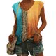 thumbnail image 1 of Mujeres camiseta de verano suelta casual multi color V cuello sin mangas gradiente superior para mujeres niñas, 1 of 7