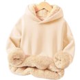 thumbnail image 2 of Tdoqot Toddler Girls Boys Hoodies Fleece Lined- Pullover Long Sleeve Soft Warm Casual Kids Winter Clothes Beige Size 7 T, 2 of 4