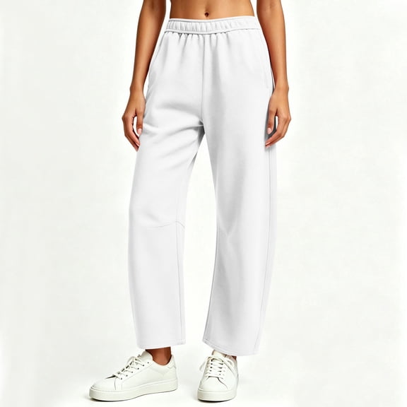 SAWOBUUN Womens Wide Leg Barrel Sweatpants Elastic Waist Banana Leg Lounge Pants Casual Loose Soft Pants