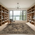 thumbnail image 2 of ODIKA 9'x12' Navy Boho Beige Vintage Distressed Motifs Orange Ornate Scroll Washable Area Rug None Non-Shedding, Easy Care for Master Suite, California King, Under Bed, 2 of 7