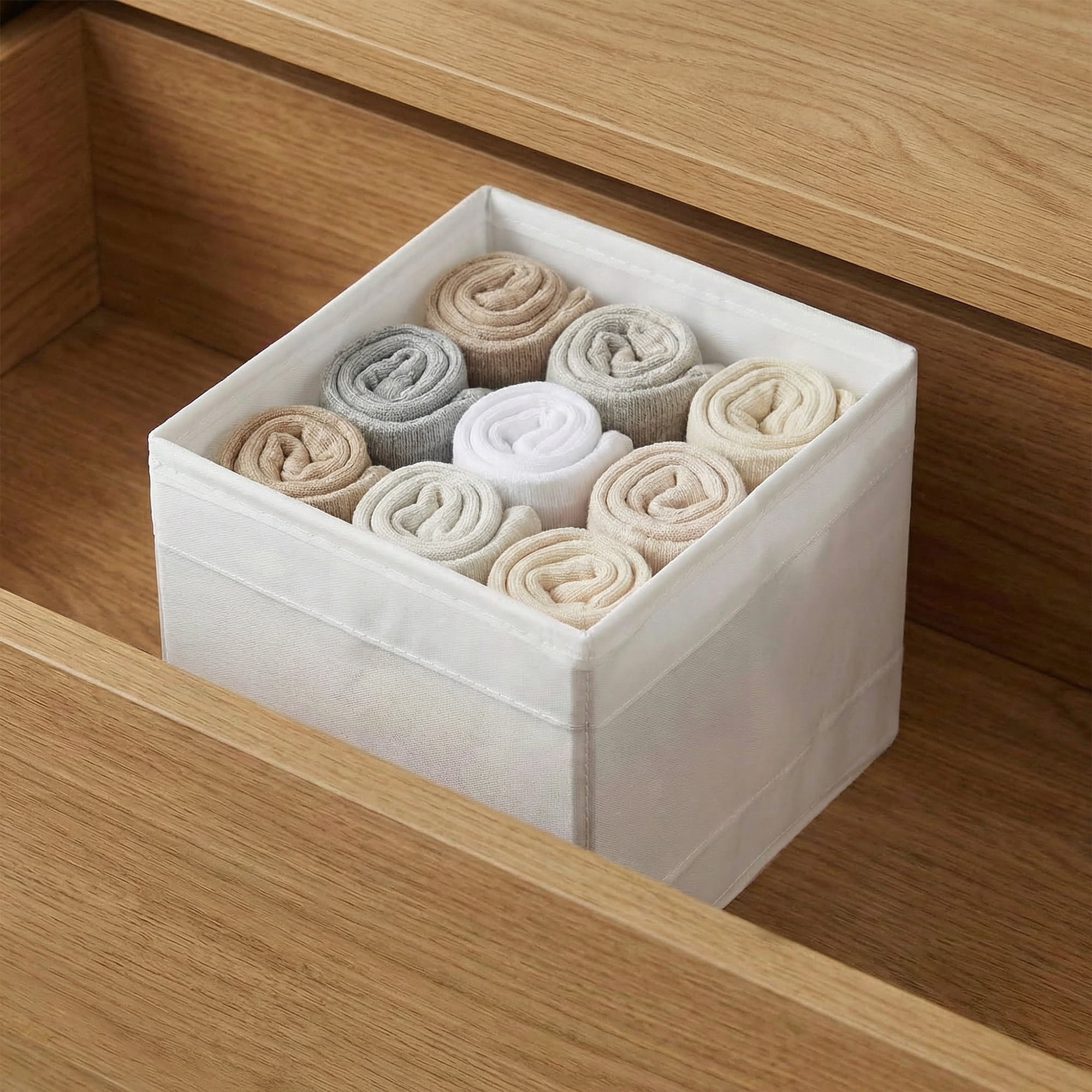 Unique Bargains 1pc Fabric Storage Bin for Shelves Closet White 5.5*5.5*5.1in