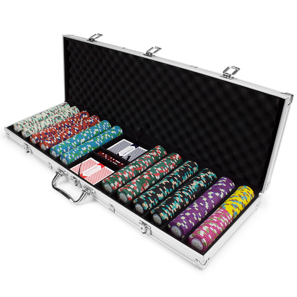 New 500 Showdown 13.5g Clay Poker Chips Set with Black Aluminum Case Pick Chips! 