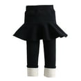 thumbnail image 3 of Little Girls Leggings Soft Solid Color Thickened Fleece Lined Leggings, 3 of 8