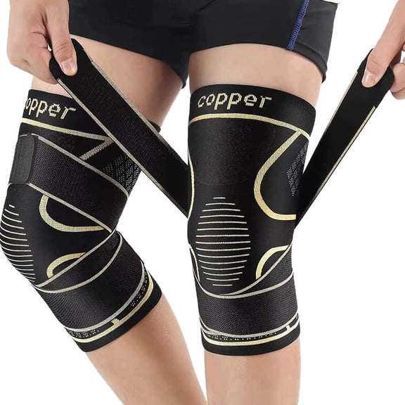 QHUDLV Knee Support For Women and Men with Strap (2pack) U Knee Copper K/ Brace