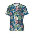 thumbnail image 5 of Vsdgher Colorful Flowers Print Men's Dry Fit Mesh Athletic Shirts Moisture Wicking Tennis T-Shirt Tops, 5 of 9