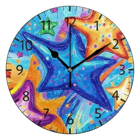 YAZAOO Decorative Wall Clock Size：25cm Cosmic Starscape Design Pattern Clock