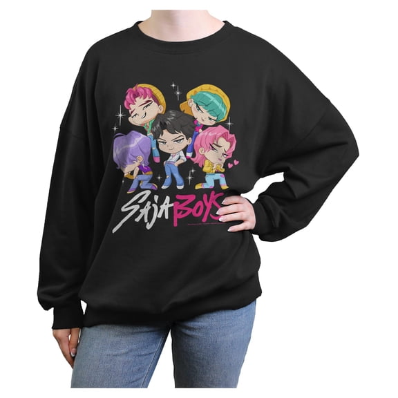 Juniors KPop Demon Hunters Saja Boys Chibi Group Logo Sweatshirt
