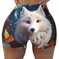 thumbnail image 2 of Lsque White Wolf With Flowers Pattern High Waisted Biker Shorts for Women-Tummy Control Fitness Athletic Workout Running Yoga Gym Shorts,Moisture-Wicking-Small, 2 of 9