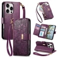 thumbnail image 4 of Flip Case for FOXDOCK iPhone 16 Pro Gift Choice Kickstand Viewing Floral Embossed Full Protection Wallet Function, 4 of 6