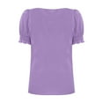 thumbnail image 6 of Htigea Women's Square Neck Smocked Peplum Top Ruffle Short Sleeve Babydoll Blouse Purple,S, 6 of 6
