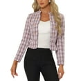 thumbnail image 1 of INSPIRE CHIC Blazer Veste en Tweed à Carreaux Élégant pour Femme TG Rose, 1 of 6