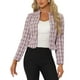 thumbnail image 1 of Inspire Chic Conjunto Blazer de Mujer de Tweed con Cuello Alto, Chaqueta Abierta Cortada, Rosa, 1 of 6