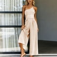 thumbnail image 5 of HongQid Jumpsuits For Women Dressy Sleeveless One Shoulder Wide Leg Rompers With Pockets Summer Outfits, 5 of 9