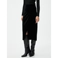 thumbnail image 2 of Draped Slit Midi Velvet Skirt, 2 of 6