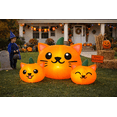 thumbnail image 4 of Firstness 6FT Long Halloween Inflatable Pumpkins Cat Outdoor Decorations,3 Pumpkins with Lights for Party Yard, 4 of 7