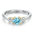 thumbnail image 3 of Gem Stone King 10K Two Tone Gold Blue Apatite and Lab Grown Diamond Engagement Ring for Women | 1.04 Cttw | Round 5MM | Gemstone Birthstone | Size 5, 3 of 6