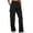 Black, variant on Women Casual Daily Elastic Waist Side Pockets Cargo Pants Outdoor Workout Trousers Beige,S