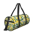 thumbnail image 3 of Xecao Lemon1 print Round Travel Duffel Bag is a foldable gym bag with an inner pocket, perfect for travel sports, 3 of 8
