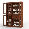 thumbnail image 4 of 100% Solid Wood 48.5" Pantry China Cabinet with Clear Glass Doors, 2-Drawers and Adjustable Shelves, 4 of 6