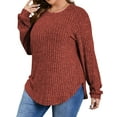 thumbnail image 4 of Fantaslook Womens Plus Size Tops Crewneck Long Sleeve Shirts Loose Tunic Tops Curved Hem Fall Pullover, 4 of 9