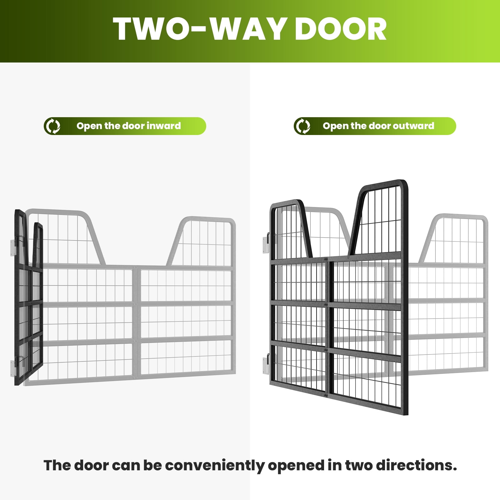 Horse Stall Gate with Rust-Proof Coating, 48" W x 32" H Secure Durable Farm Gate, Yoke & Round Corner Design for Horse Comfort & Safe, Essential Horse Stall Accessories (Black)