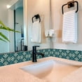 thumbnail image 2 of Mi Alma Floral Teal Peel & Stick Tiles - Vinyl Backsplash 8x8, 2 of 12