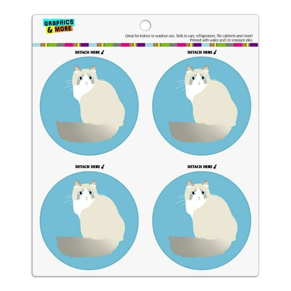 Ragdoll Cat Refrigerator Fridge Locker Vinyl Circle Magnet Set