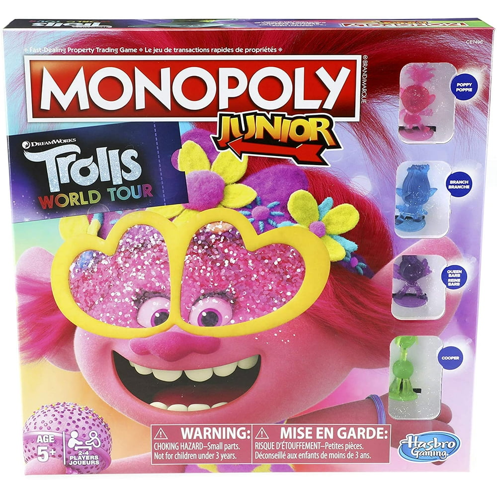 Monopoly Junior: DreamWorks Trolls World Tour Edition Board Game for ...