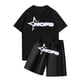 thumbnail image 1 of Conjunto de jogging informal para niños combinado con pantalones cortos de manga corta Conjunto de dos piezas Negro, 1 of 3