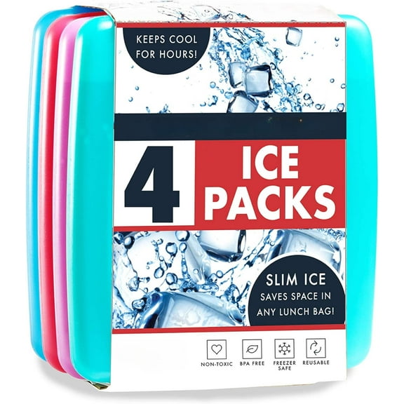 Reusable Long-Lasting Slim Ice Packs, Cold Packs for Lunch Boxes, Ice Packs for Lunch Bags