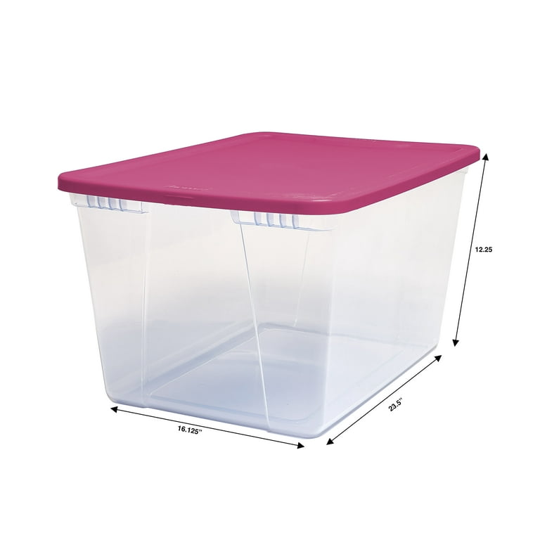 Komax Bioglass Square Air & Water Tight Food Storage Container 380ml (11.8  fl.oz.) with decorative pink lid - GetStorganized