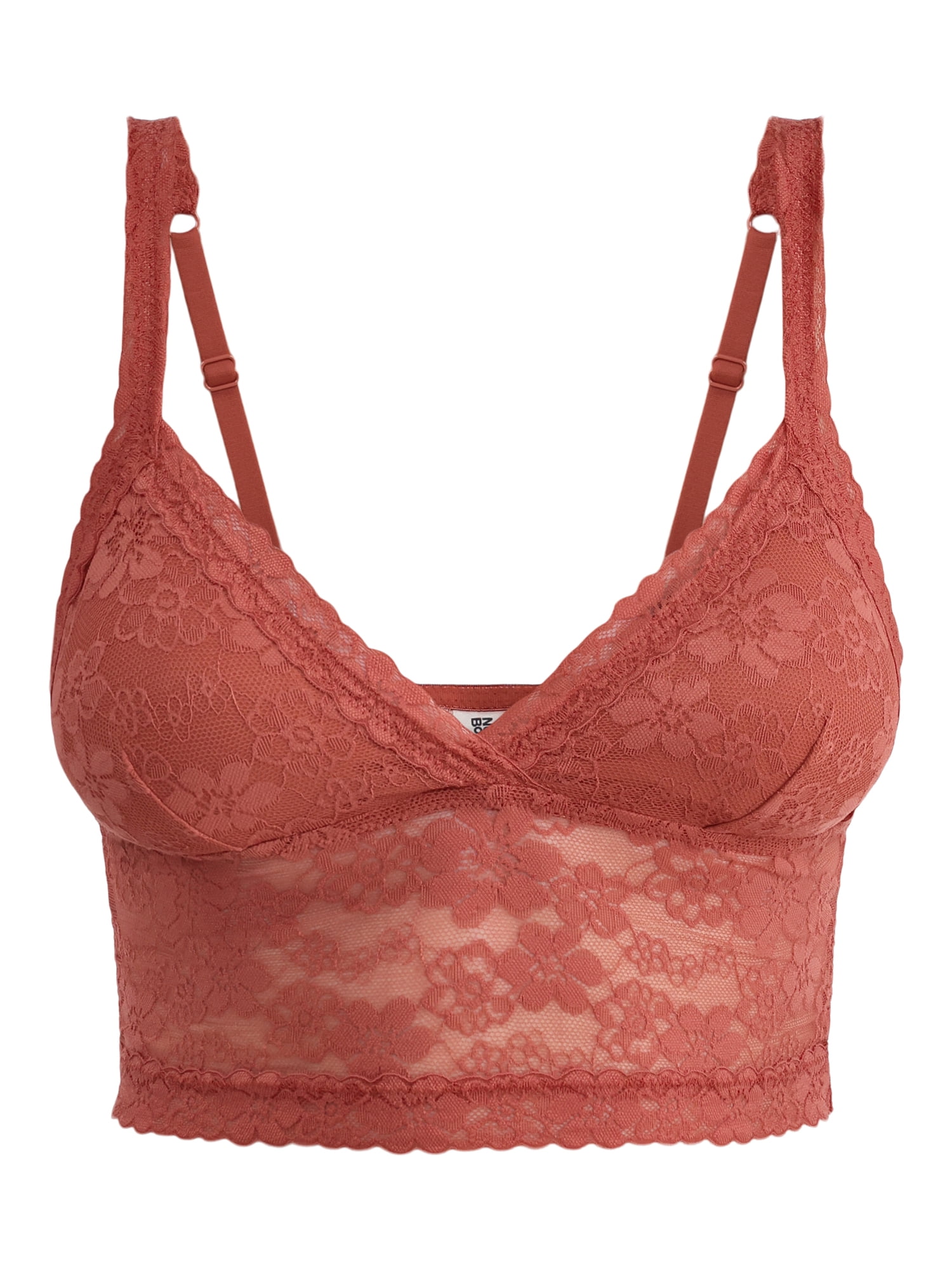 No Boundaries Crossover Floral Lace Bralette, Women’s and Women’s Plus, Sizes S-XXXL