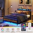 thumbnail image 3 of LLXINGS Queen Size Bed Frame with Headboard, Dual LED Platform Bed Frame with Charging Station, Non-Slip Metal Bed Frame, Noise-Free, Easy Assembly, 3 of 8