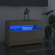 vidaXL TV Cabinets with LED Lights 2 pcs Sonoma Oak 23.6"x13.8"x15.7"