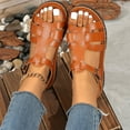 thumbnail image 4 of Htigea Women’s Flat Gladiator Sandals Summer Open Toe Sandal Ankle Strap Buckle Fisherman Shoes Comfortable Summer Flatform Sandal Brown 5.5, 4 of 9