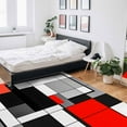 thumbnail image 6 of Area Rugs Indoor Non-Slip Rectangle Rug 5x8 Ft Abstract Medieval Red Black Geometrical Rug Rubber Backing Floor Mats Non Shedding Home Decor Carpet for Entryway Living Room, 6 of 8