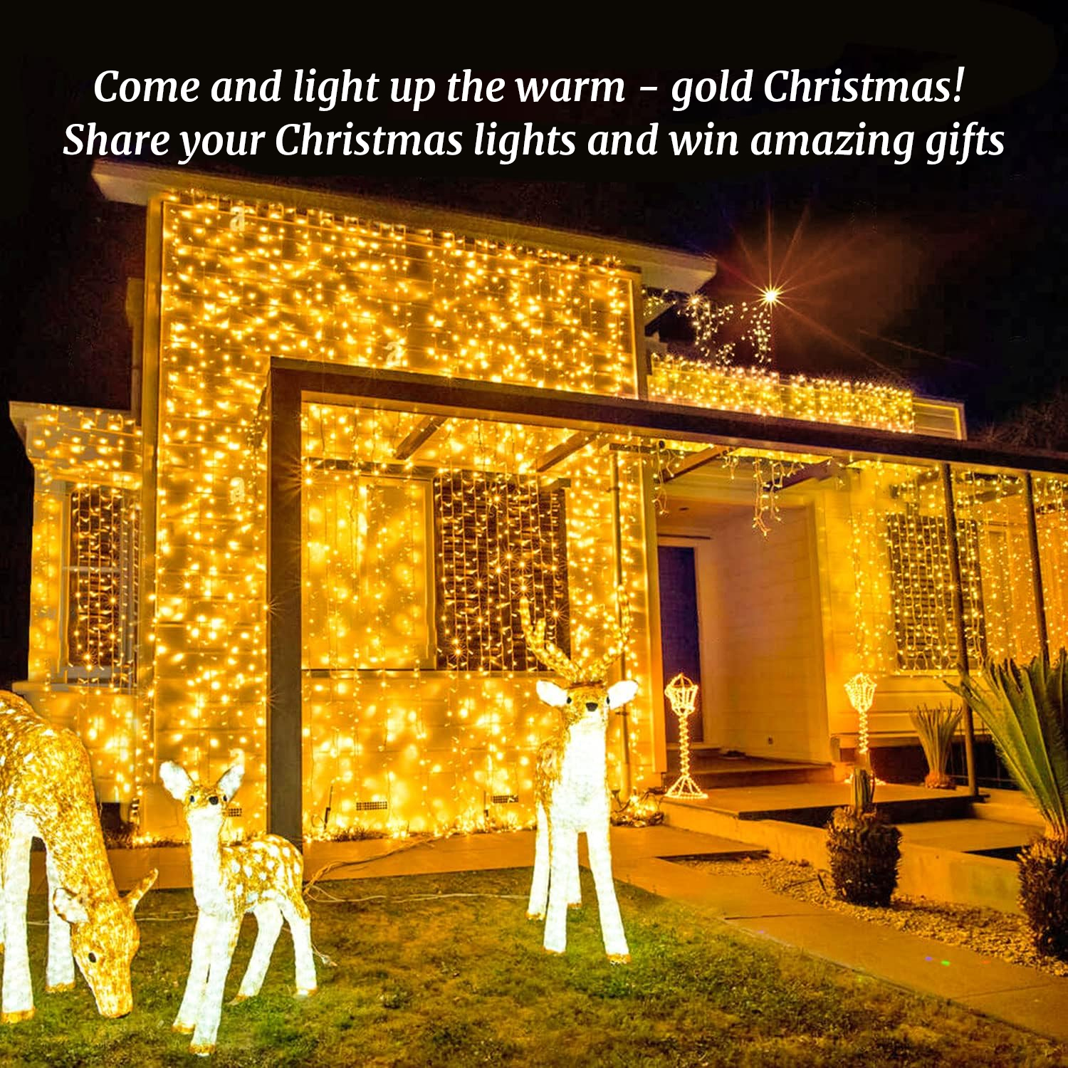 168FT Christmas Lights Outdoor  8 Modes Indoor String Lights for Outside Warm White