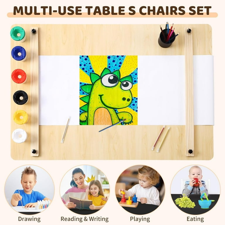 Kids Art Table, with Chairs, Toddler Drawing Table Set, Craft