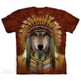 thumbnail image 1 of Red Cotton Wolf Spirit Chief Design Novelty Adult T-Shirt NEW, 1 of 2