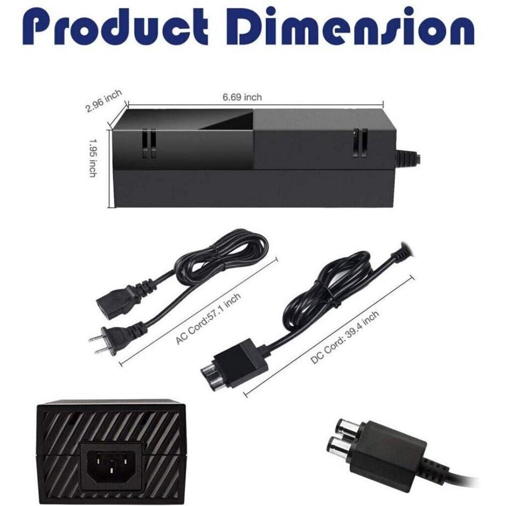 For Microsoft Xbox One Console AC Power Adapter Brick Charger + Plug Power Supply Cord