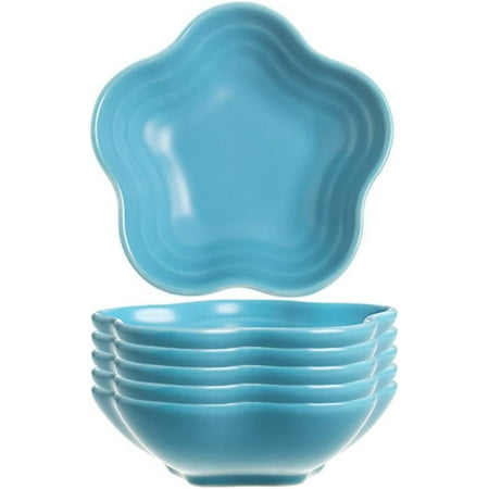 

DanceeMangoo 6pcs Porcelain Sauce Dish 3.7-Inch Sauce Dish Vinegar Dish for Dining Table Plum Shape