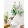 thumbnail image 2 of Spring Leaves Kitchen Dish Towels for Drying Dishes Set of 4, Pastoral Garden Botanical Gray Plaid Waffle Weave Microfiber Hand Tea Bathroom Towels Quick Dry & Absorbent Towel 12x12, 2 of 7