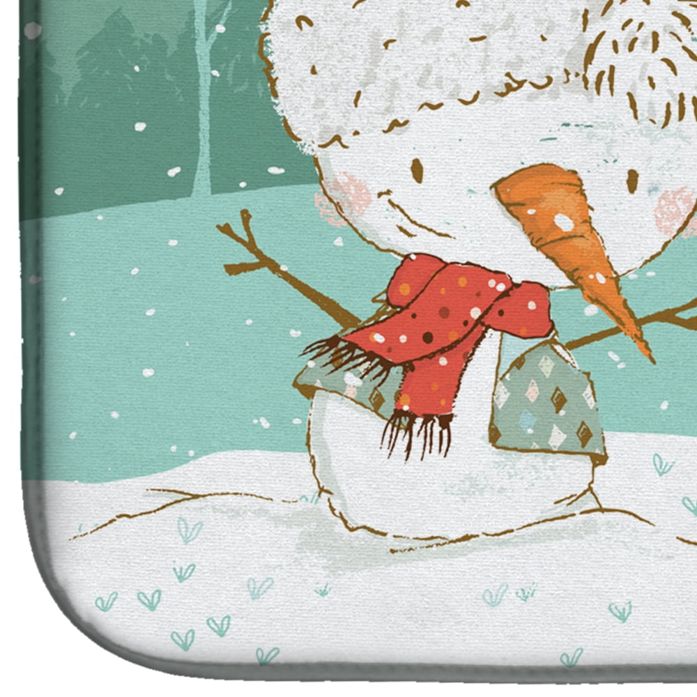 Caroline's Treasures Fawn Natural Great Dane Snowman Christmas Dish Drying  Mat