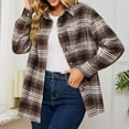 thumbnail image 3 of purple plaid shirt women Women's Oversized Plaid Shacket Jackets Lightweight Button Down Flannel Shirts Casual Long Sleeve Checked Blouse Tops plaid shacket womens plus, 3 of 5